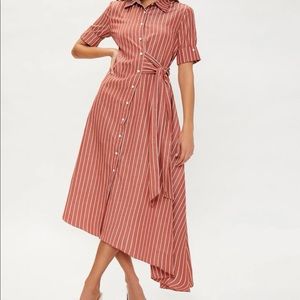 Red and white shirt dress